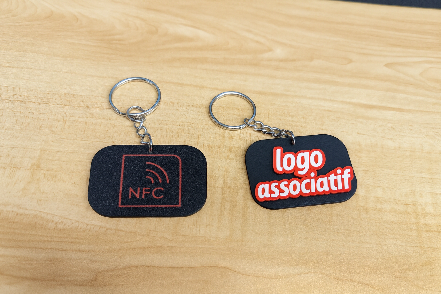 2. Pack Association — Porte clés en PVC souple 2D sur mesure - Quantité au choix