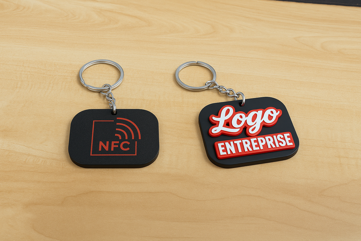 1. Pack Entreprise — Porte clés en PVC souple 2D sur mesure - Quantité au choix